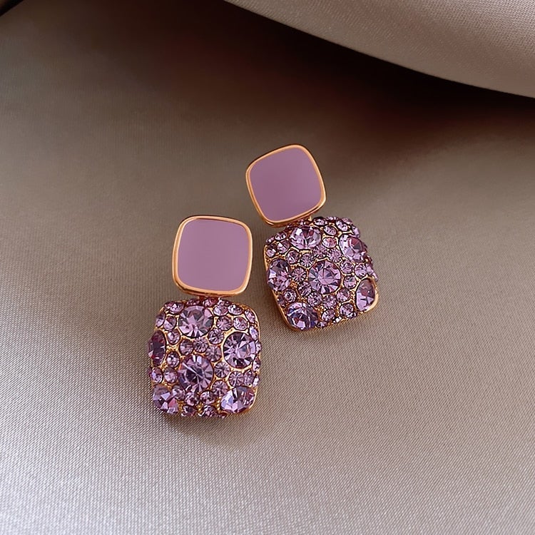 Luxurious purple zirconia earrings