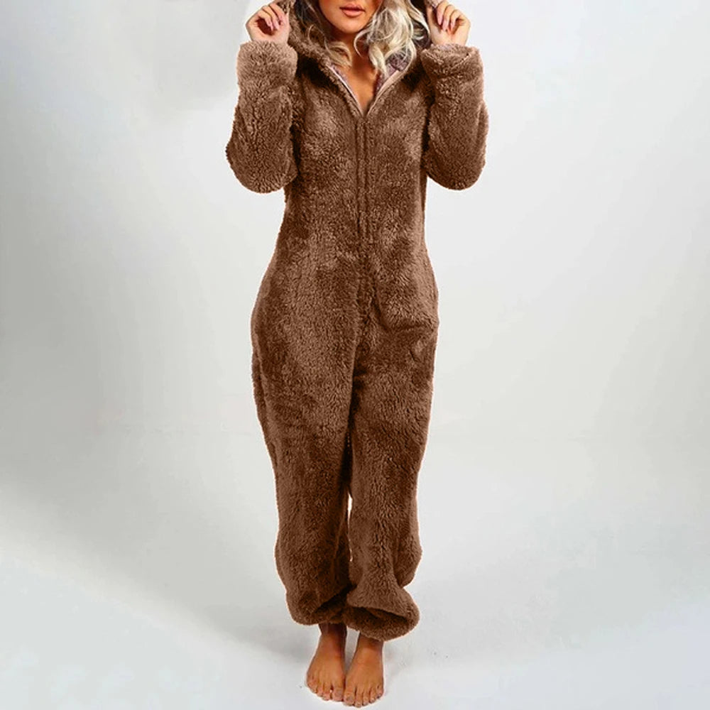 Women's pajama romper with hoodie sleepwear