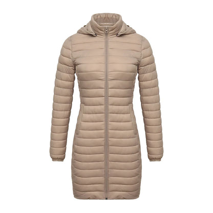 Women's slim fit detachable hood zipper cotton winter jacket