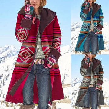 Women's colorful bohemian long coat