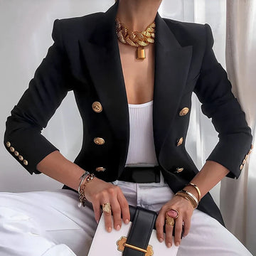 Women's tailored blazer with gold buttons