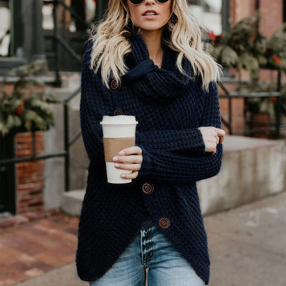Women's modern a-symmetric turtleneck sweater