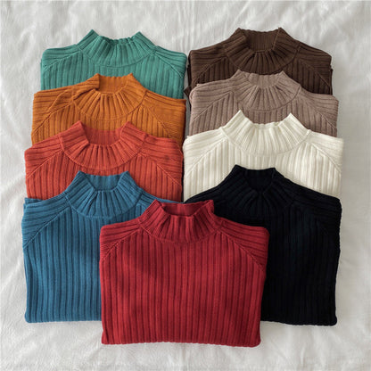 Women’s Knit Sweater - Ribbed Texture - Mock Turtleneck - Long Sleeve Relaxed Fit
