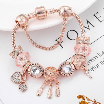 Enchanting dreamcatcher rose gold bracelet