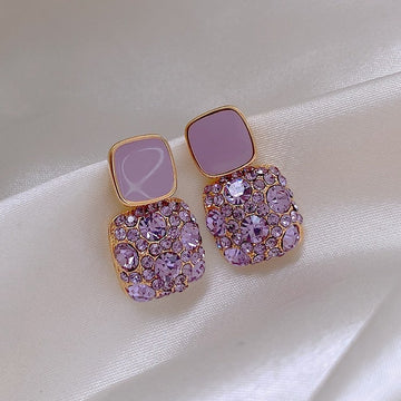 Luxurious purple zirconia earrings