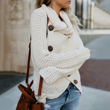Women's modern a-symmetric turtleneck sweater