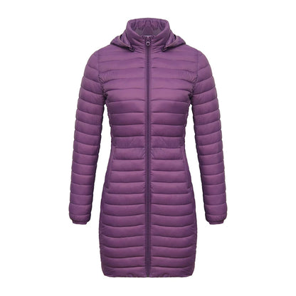 Women's slim fit detachable hood zipper cotton winter jacket