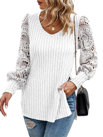 Women's v-neck lace knit top