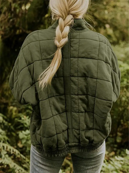 Women's quilted stand collar jacket