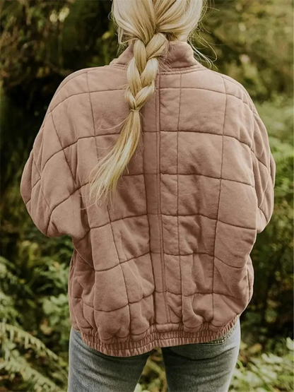 Women's quilted stand collar jacket