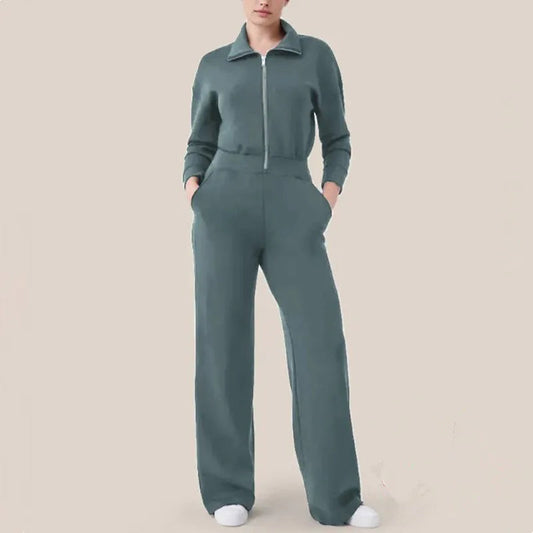 Long Sleeve Wide Leg Sweater Jumpsuit