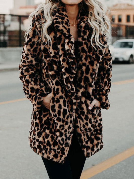 Leopard Print Lapel Pocket Sienna Coat