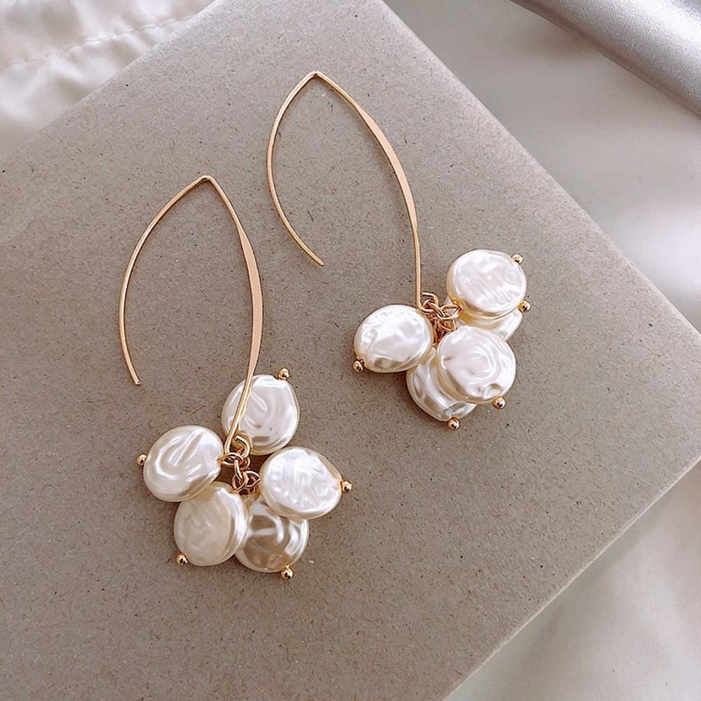 Pearl and crystal drop earrings