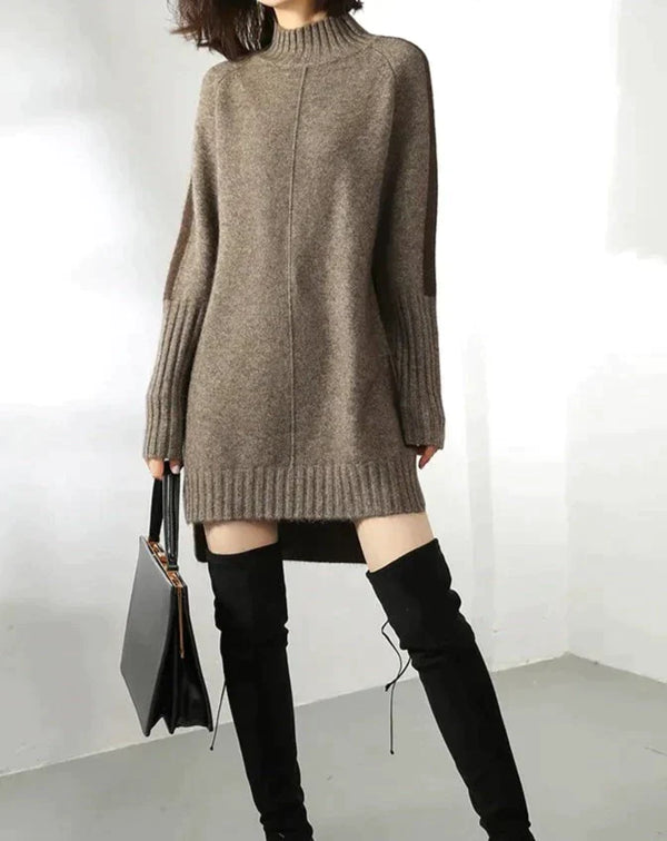 Women's mid-length turtleneck sweater dress