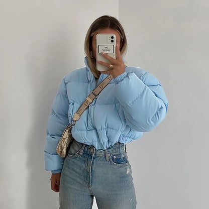 Women's waist length puffer jacket