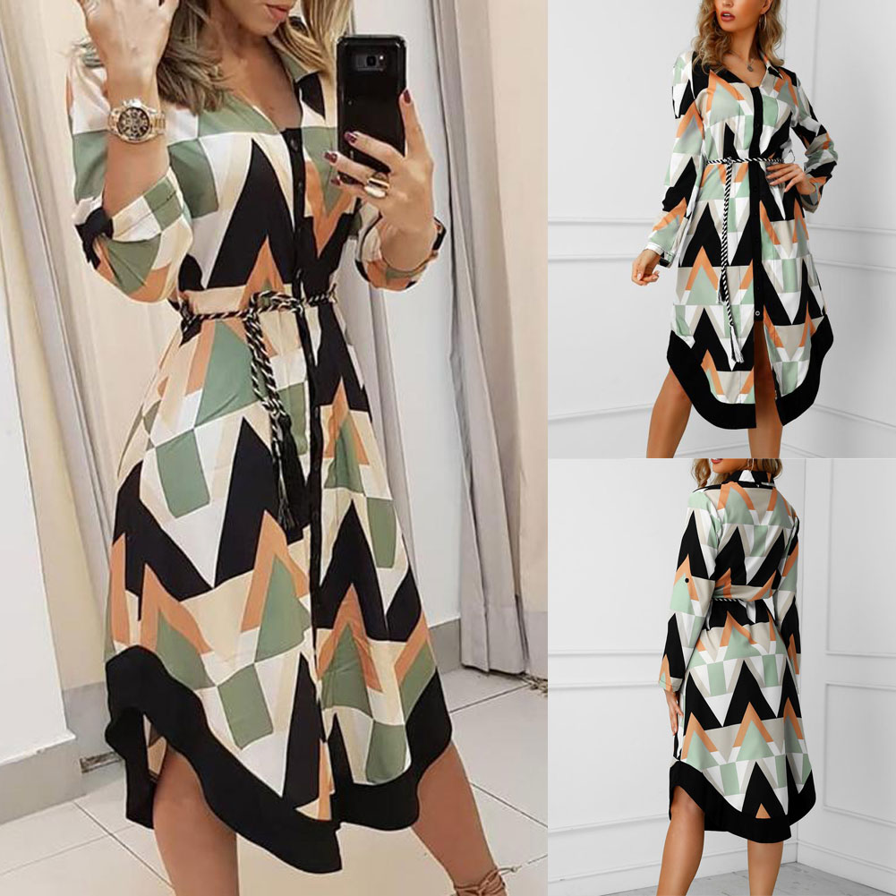 Andrea - Long sleeve dress with wave effect