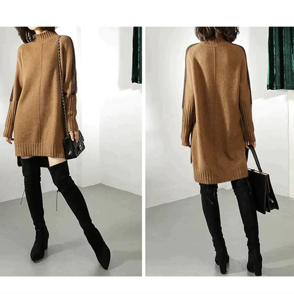 Women's mid-length turtleneck sweater dress