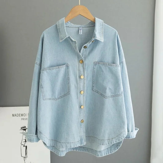 Oversized Denim Button-Up Fit Shirt