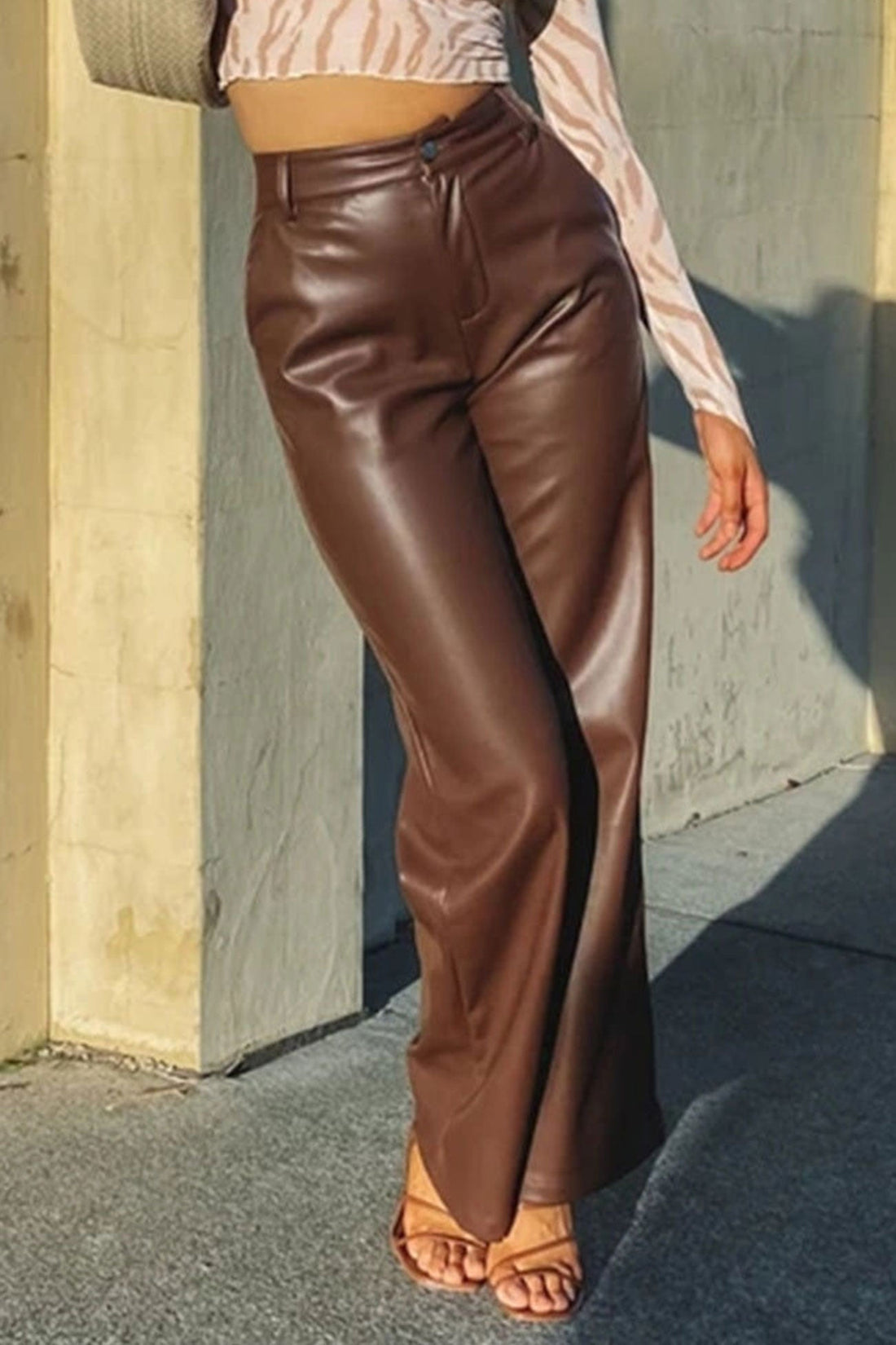 Louise - high waist wide-leg leather pants