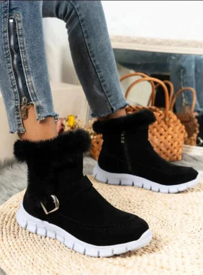 Thick mid-tube velvet soft boots for women