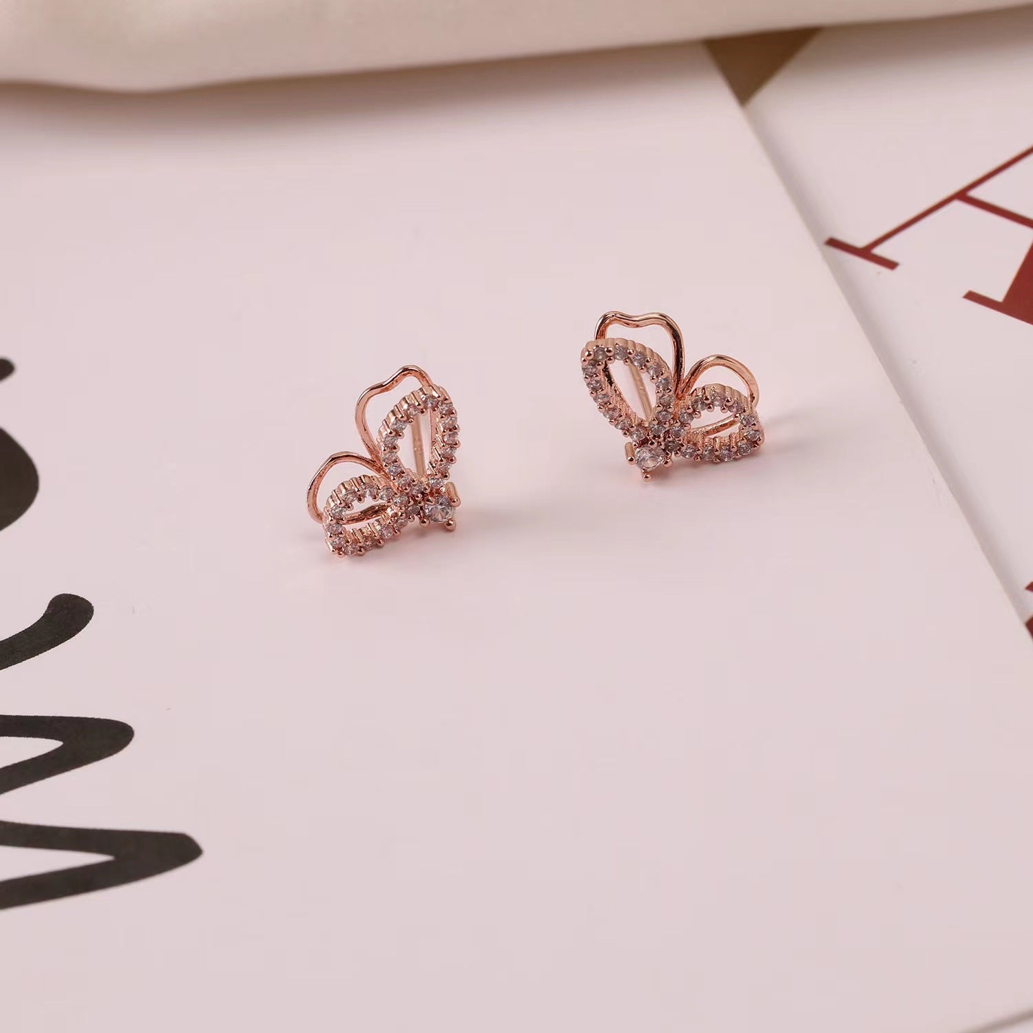 Rose butterfly earrings