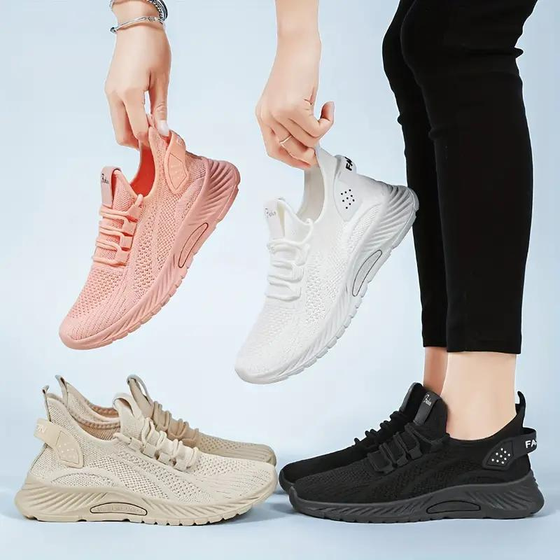 Women's Athletic Sneakers - Breathable Mesh - Slip-On Sock Fit - Chunky Grip Sole