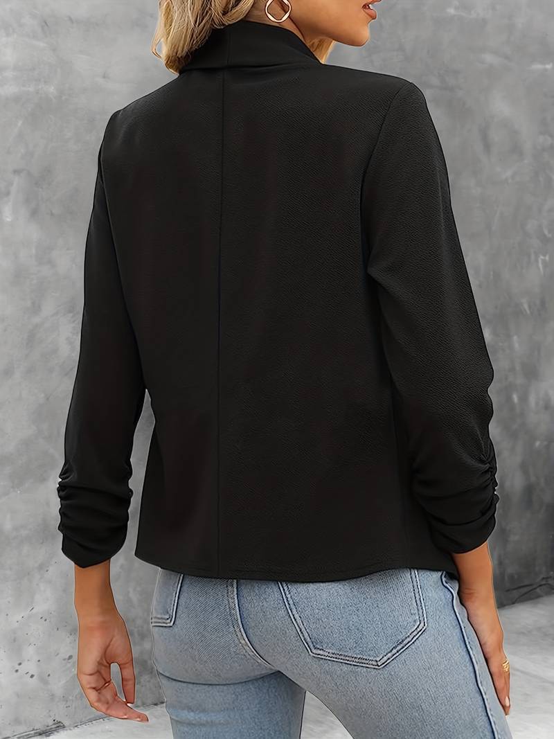 Women’s Blazer - Tailored Fit - Shawl Lapel - Textured Fabric - Long Sleeve Structured