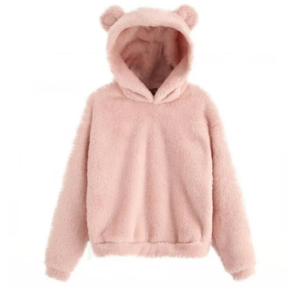 Women's stylish bear ear pullover hoodie