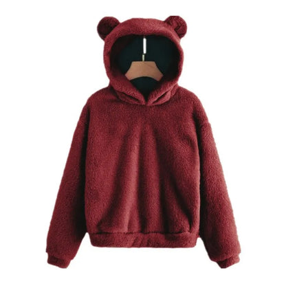 Women's stylish bear ear pullover hoodie