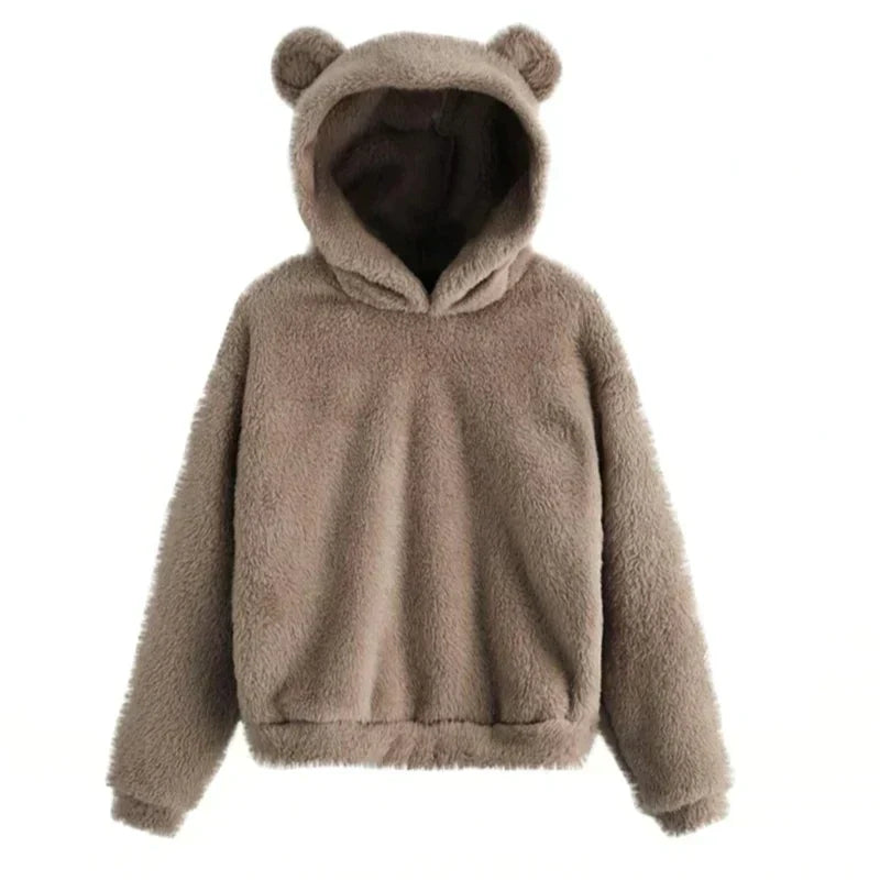 Women's stylish bear ear pullover hoodie