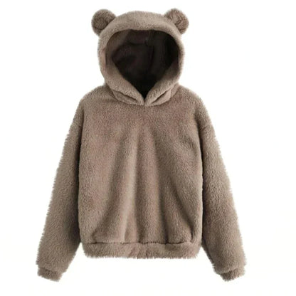 Women's stylish bear ear pullover hoodie