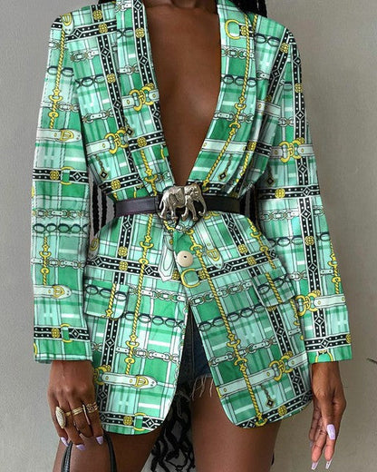 Women's elegant blazer with colorful patterns