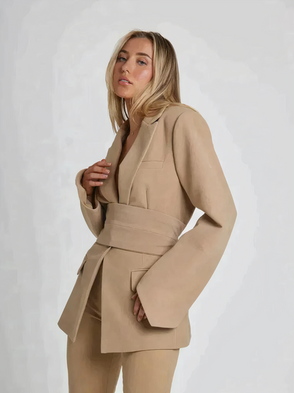 Women's high-end lace-up two-piece suit