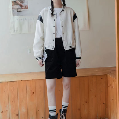 Women's loose short windbreaker bomber jacket