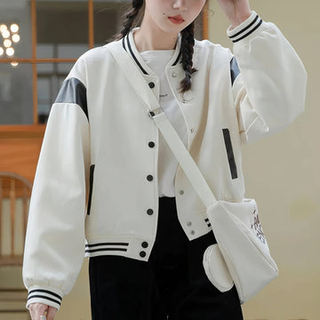 Women's loose short windbreaker bomber jacket