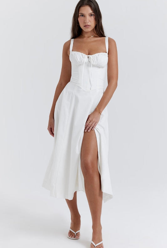 Adjustable Strap Bustier Midi Dress
