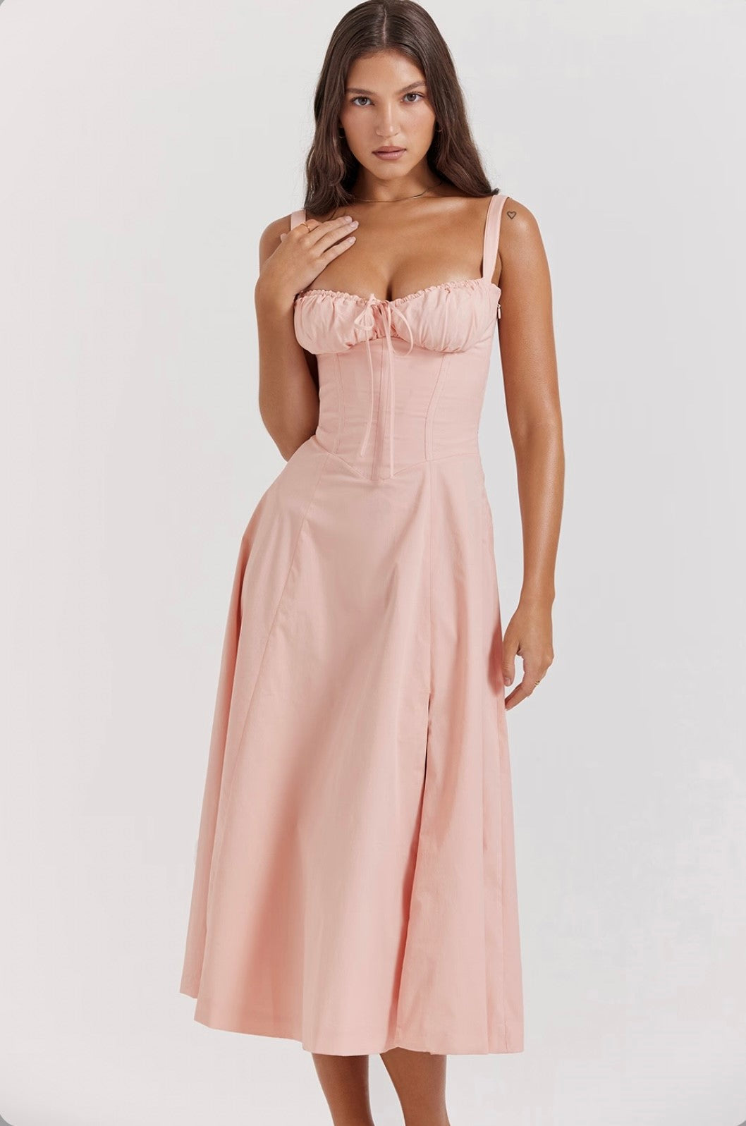 Adjustable Strap Bustier Midi Dress