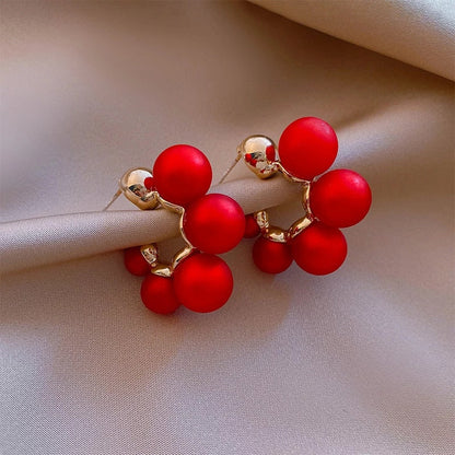 Luxury red pearl earrings