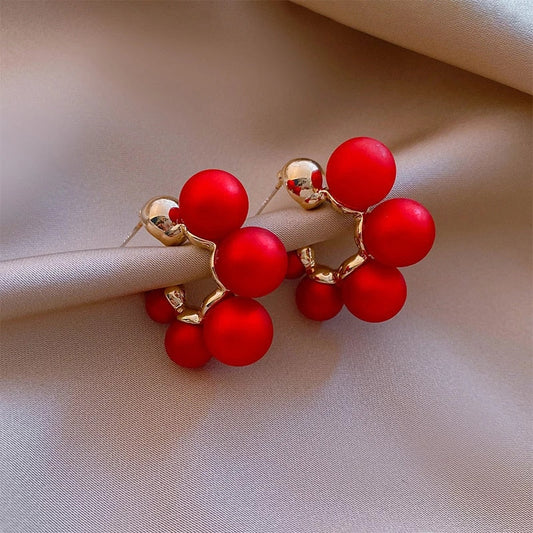 Luxury red pearl earrings