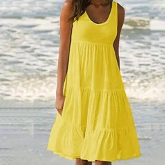 Ruffled Flowy Tiered Knee-Length Sundress
