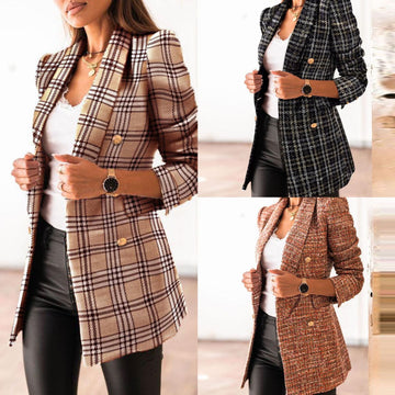Women's long sleeve double breasted printed jacket