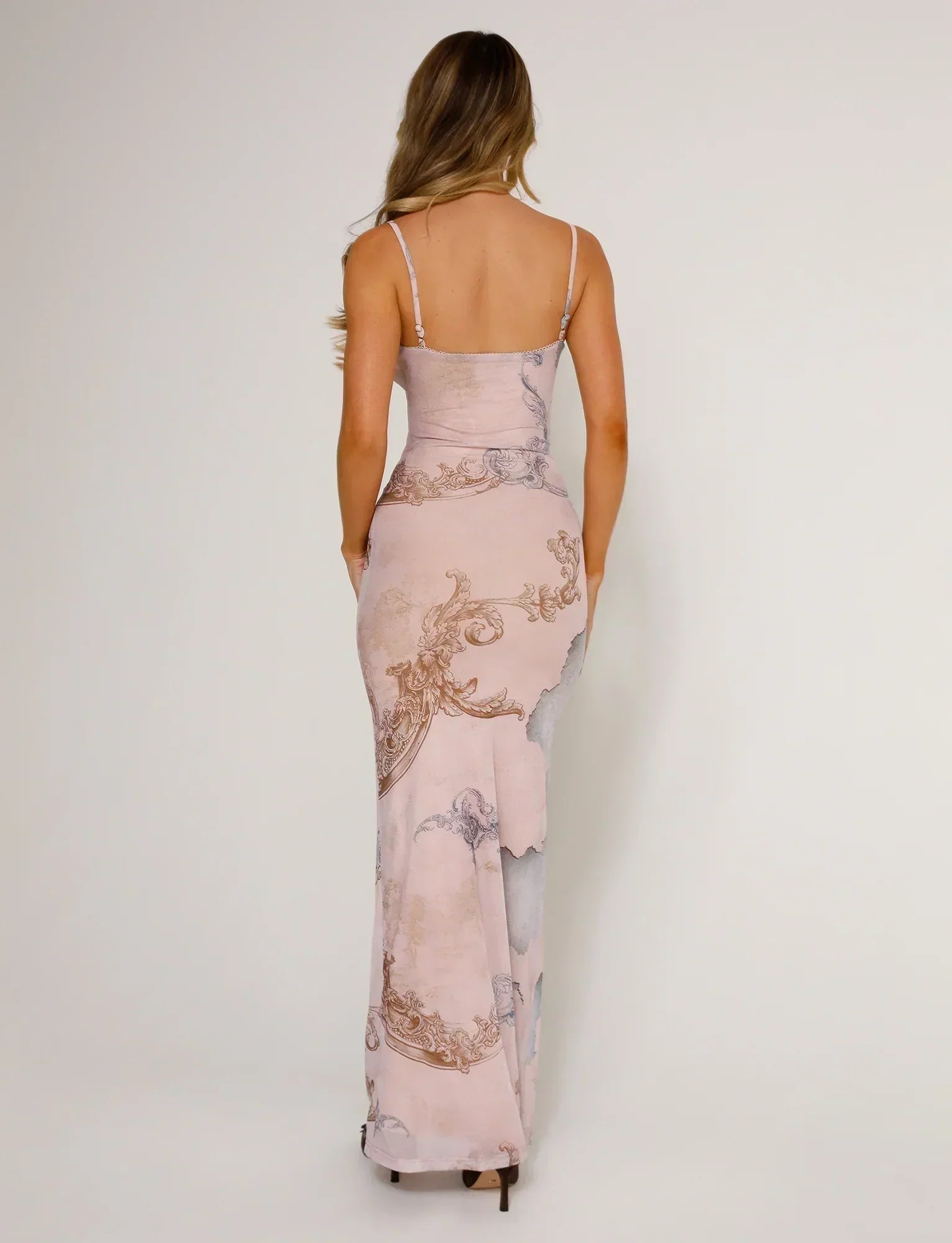 Floral Lace Fitted Full-Length Dress