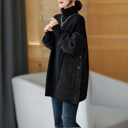 Women’s high collar splicing sweater for casual style