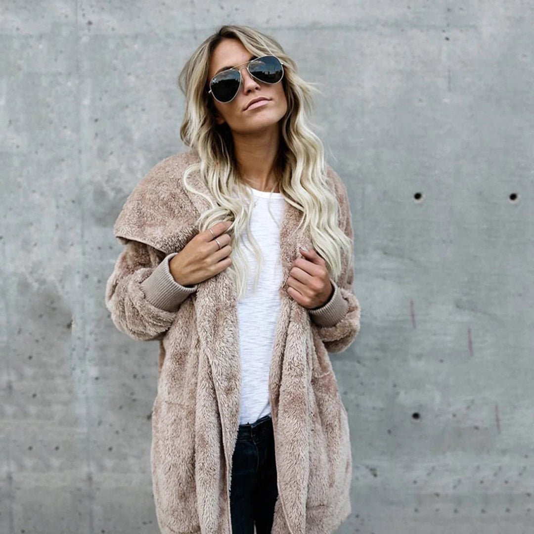 Women's autumn winter reversible fur coat mid-length warm top