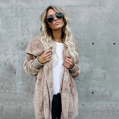Women's autumn winter reversible fur coat mid-length warm top