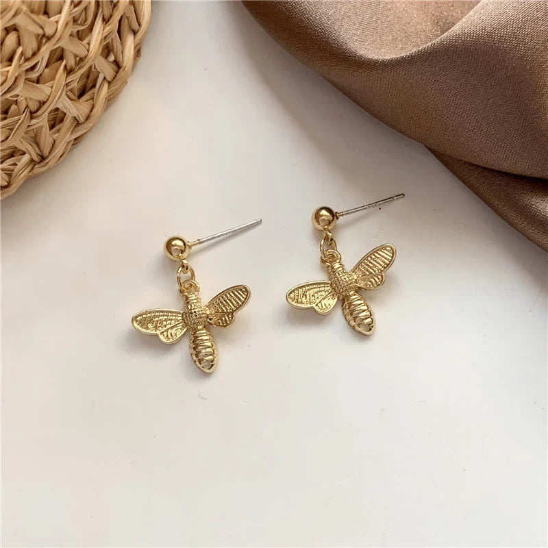 Golden bee earrings