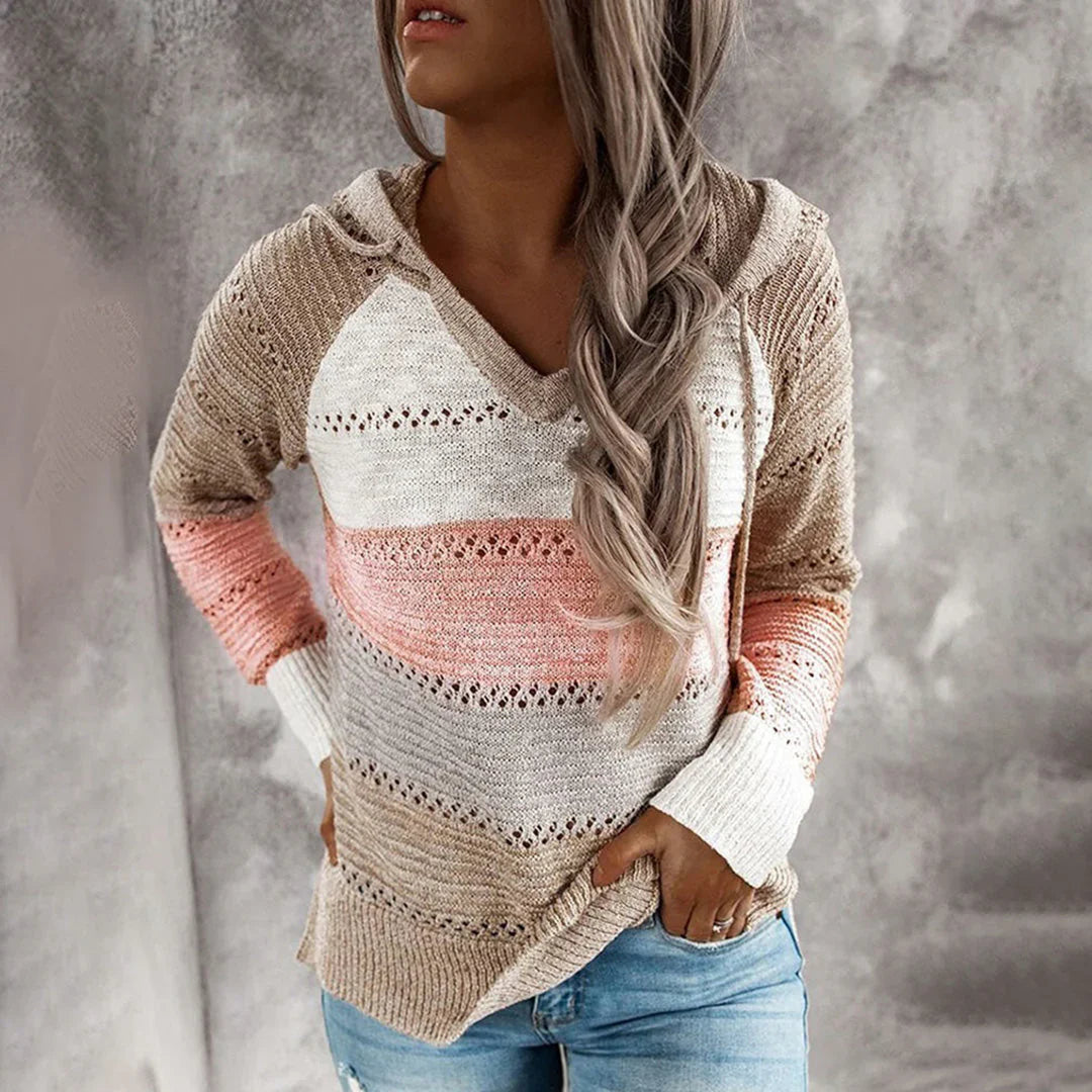 Relaxed Cotton Knit V-Neck Pullover Top 
