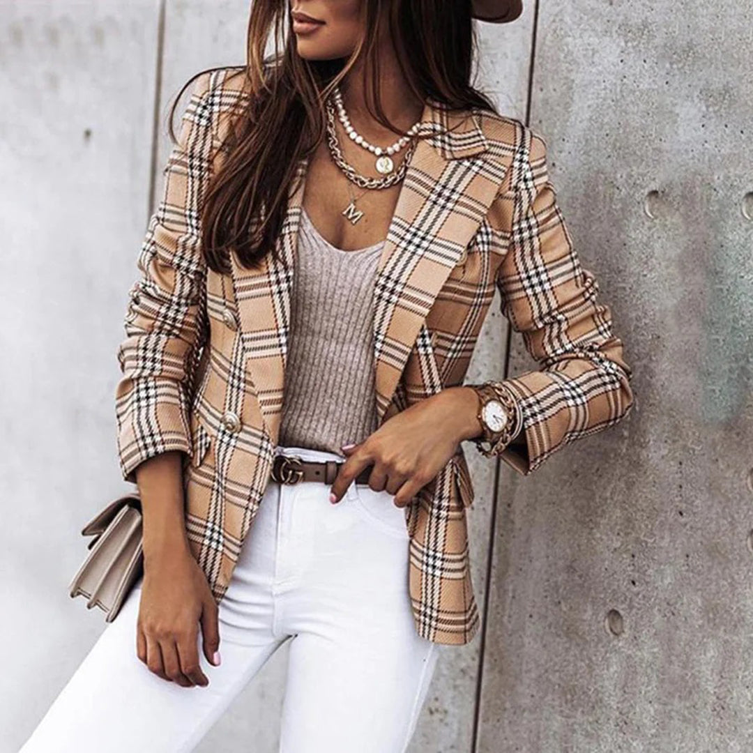 Women's casual checked blazer