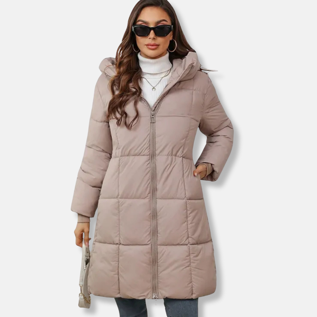 Women’s Puffer Coat - Quilted - Insulated - Hooded - Midi Length - Full Zip