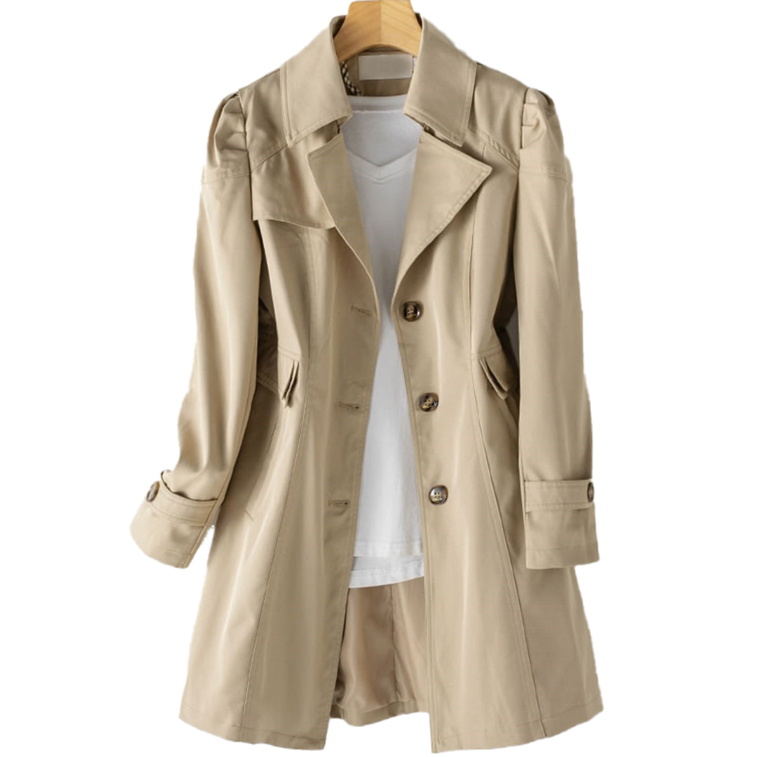 Women's spring/autumn double-breasted lapel midi trench coat